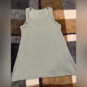Textured Striped Green and White Tank Top